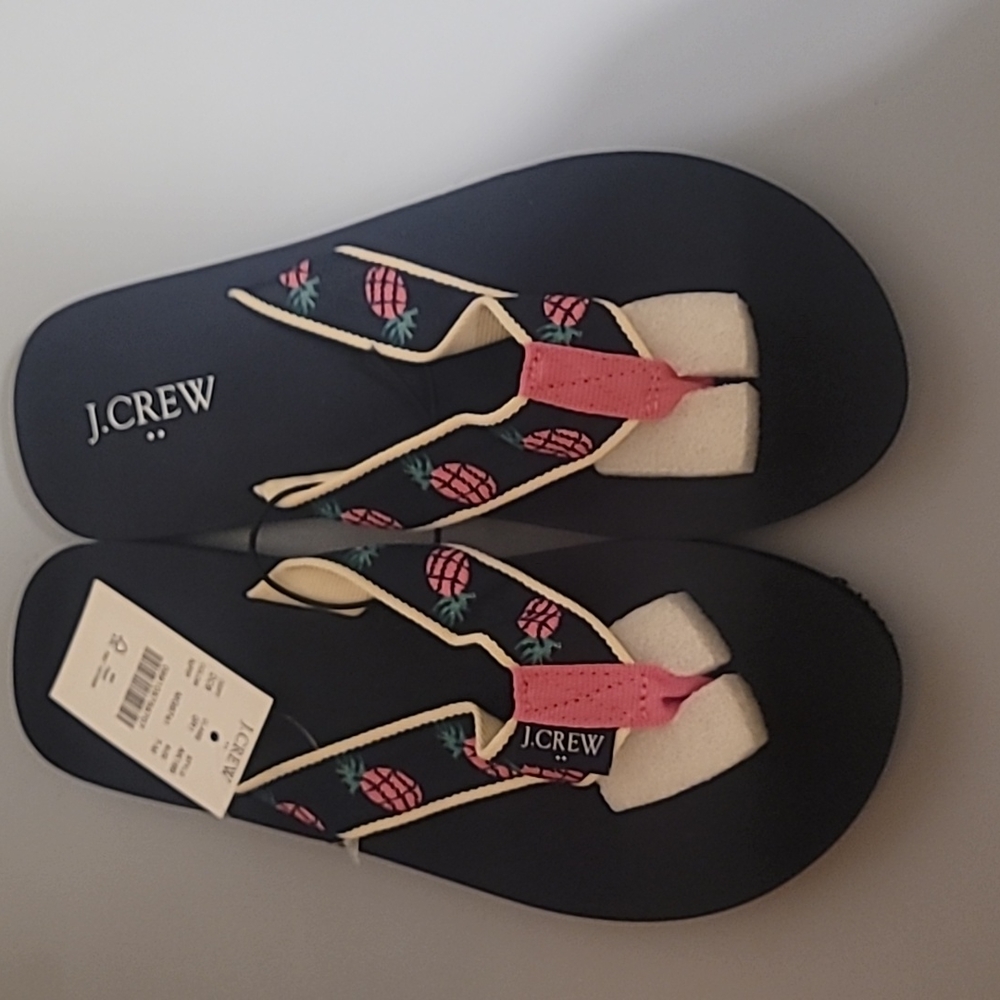 J crew embroidered pineapple flip flops